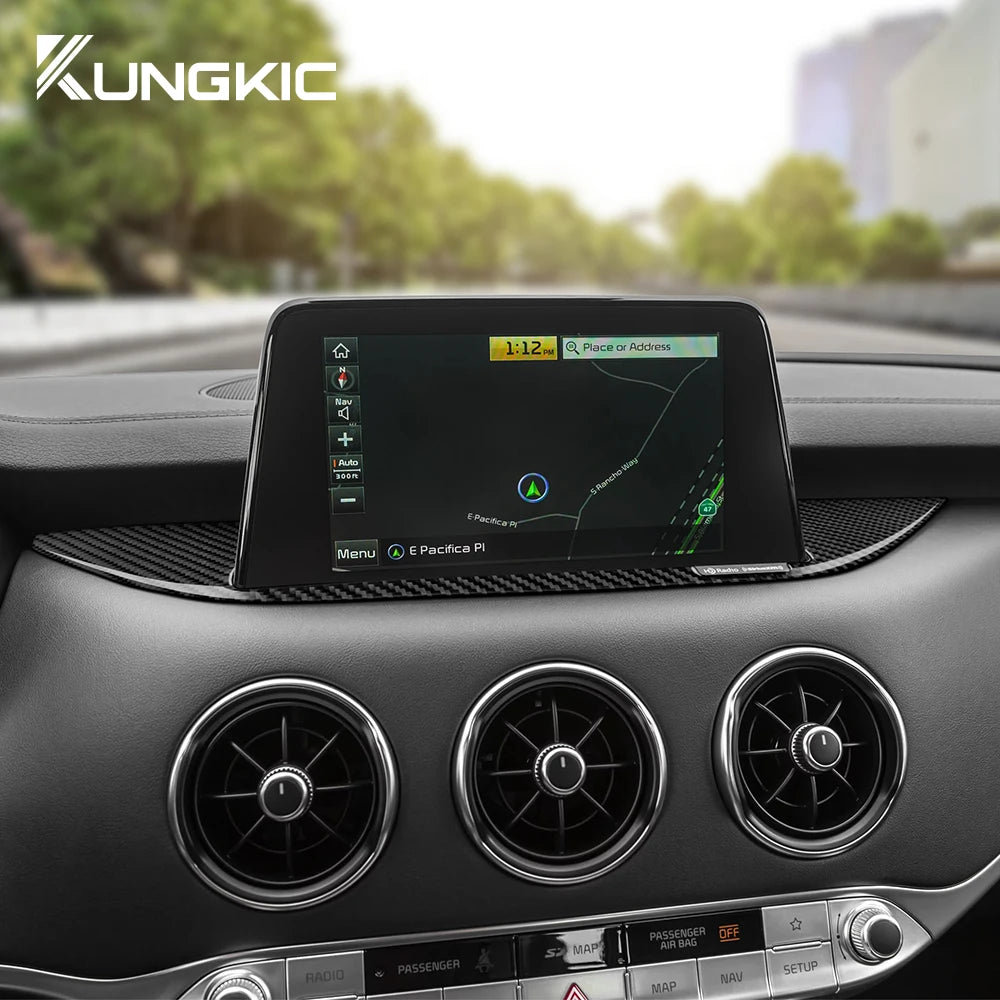 Real Soft Carbon Fiber Central Navigation Screen Trim