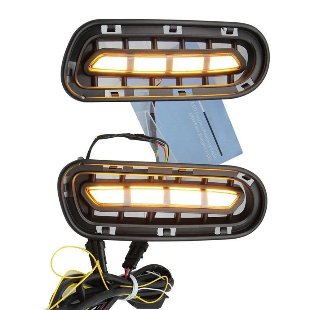 LED DRL Fog Lights With White Driving Light and Yellow Dynamic Turn Signal