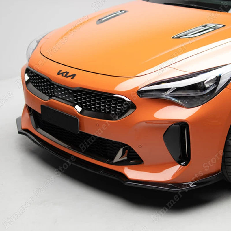 Gloss Black Carbon Look Car Front Bumper Lip Splitter For Kia Stinger GT 2018-2023