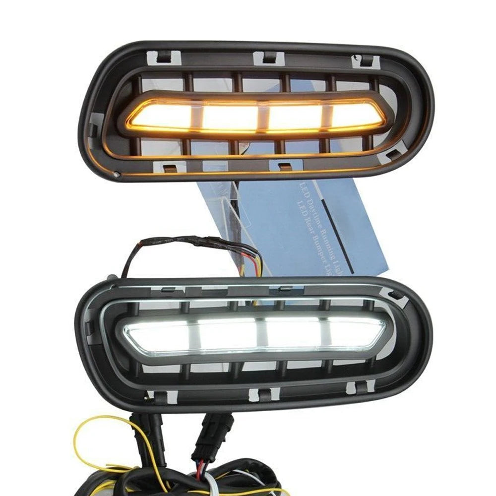 LED DRL Fog Lights With White Driving Light and Yellow Dynamic Turn Signal