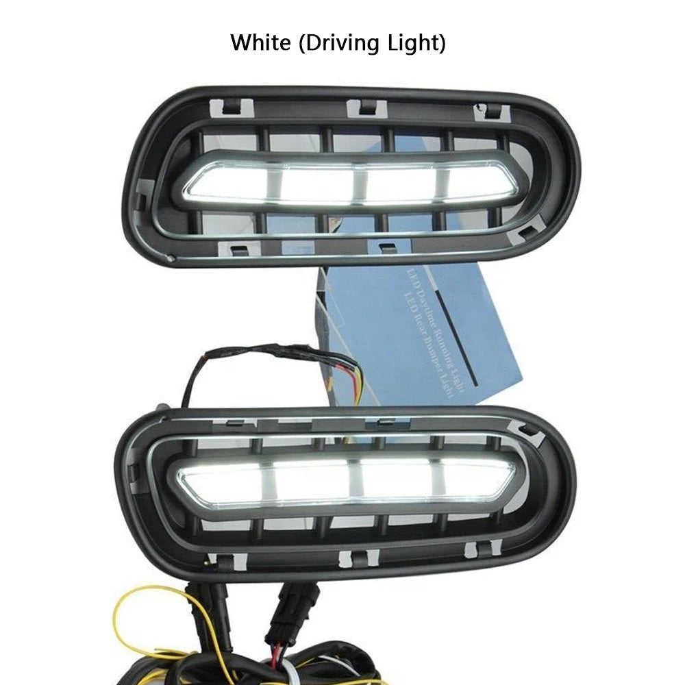 LED DRL Fog Lights With White Driving Light and Yellow Dynamic Turn Signal