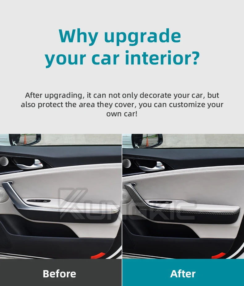 Real Soft Carbon Fiber Sticker For KIA Stinger 2019 - 2023 Car Door Handle Panel LHD / RHD Interior Trim