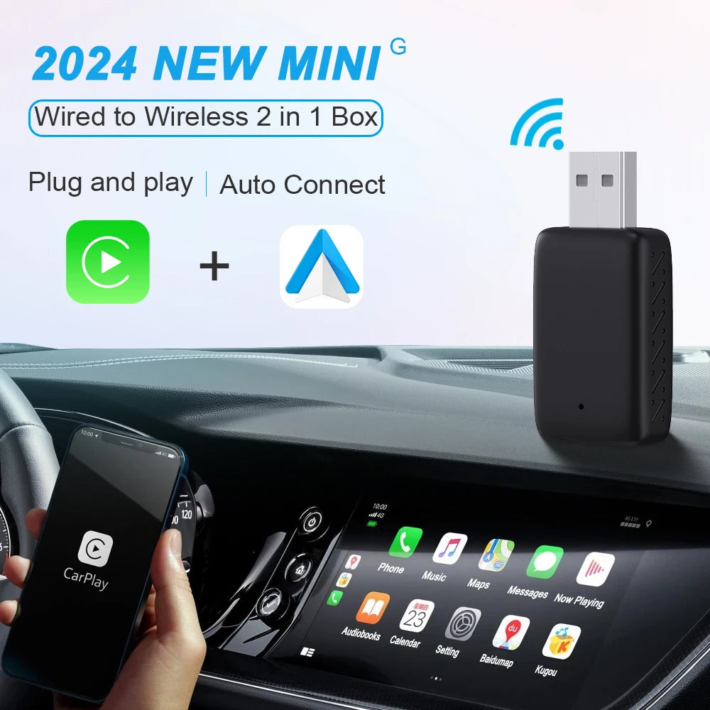 Mini 2 in1  Ai Box Wireless CarPlay & Android Auto Adapter