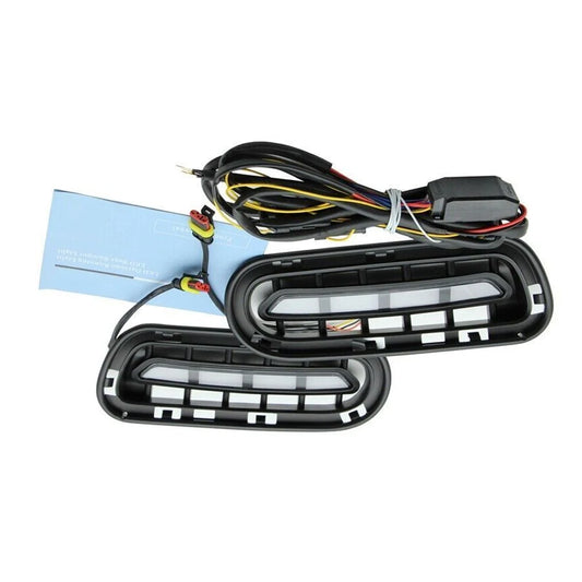 LED DRL Fog Lights With White Driving Light and Yellow Dynamic Turn Signal