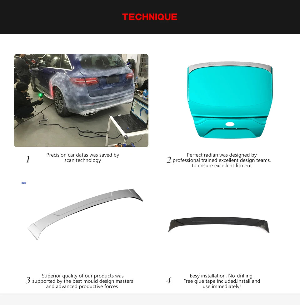 Carbon Fiber / FRP Black Rear Roof Spoiler