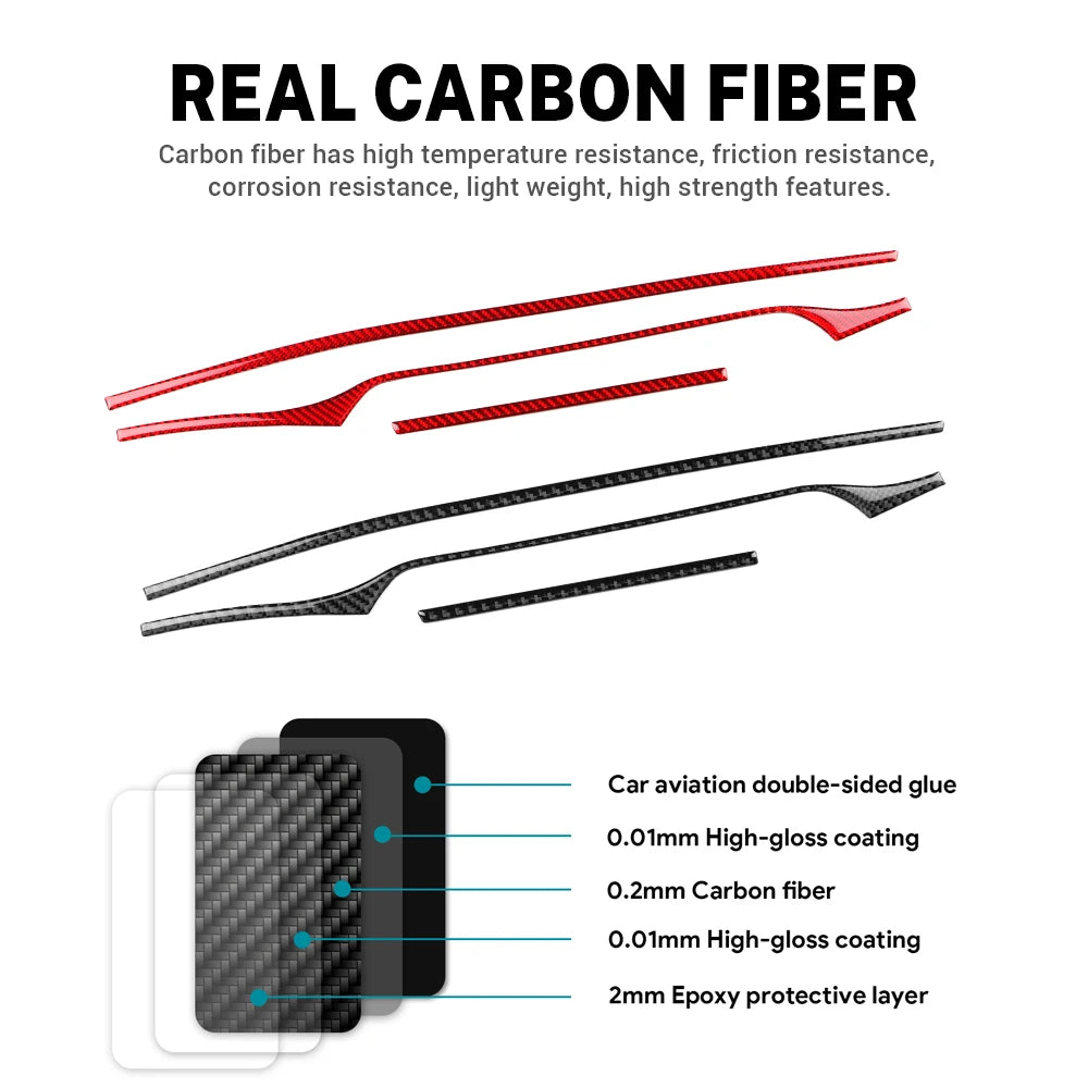 Real Soft Carbon Fibre Central Control Trim Strip