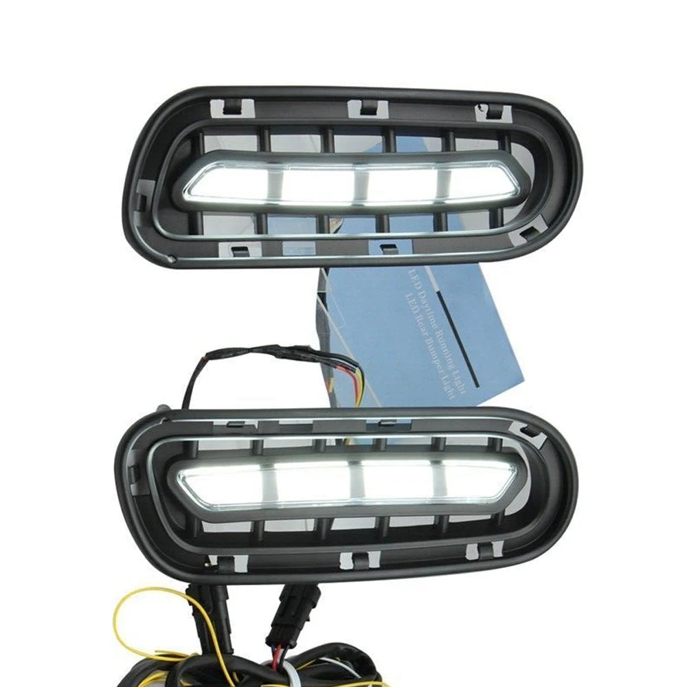 LED DRL Fog Lights With White Driving Light and Yellow Dynamic Turn Signal