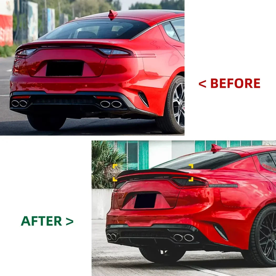 Lip Spoiler Carbon Fiber Look / Gloss Black For KIA Stinger 2017-2023
