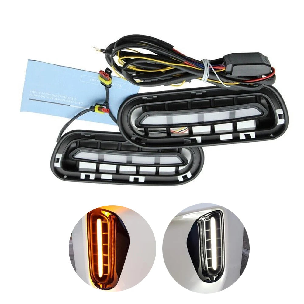 LED DRL Fog Lights With White Driving Light and Yellow Dynamic Turn Signal