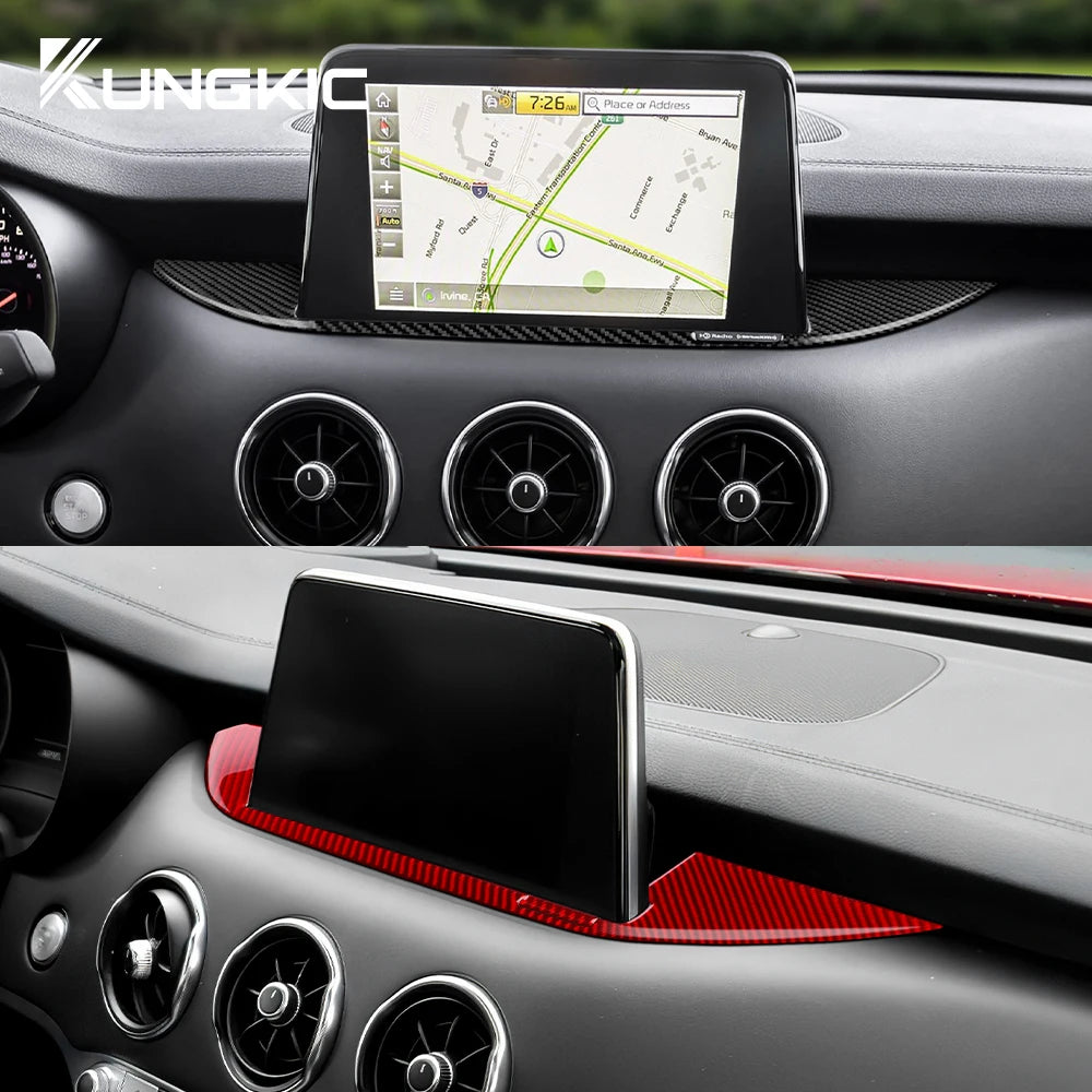 Real Soft Carbon Fiber Central Navigation Screen Trim