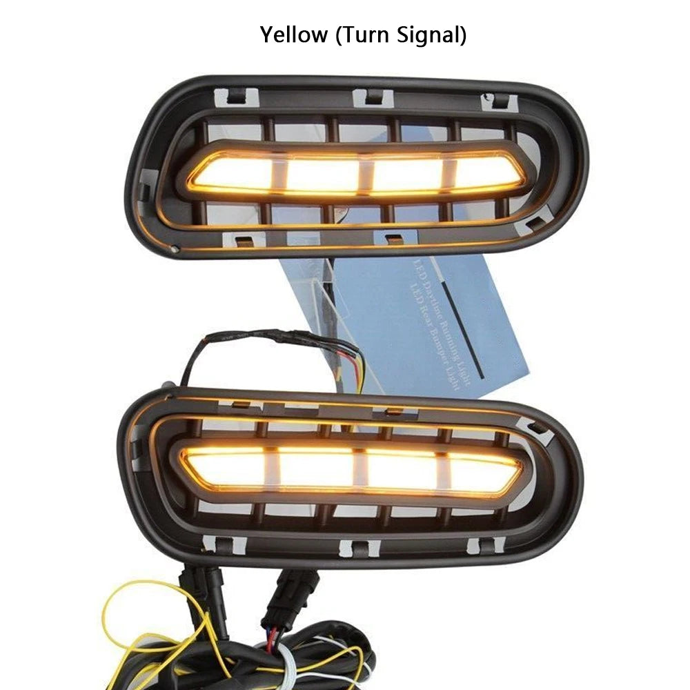 LED DRL Fog Lights With White Driving Light and Yellow Dynamic Turn Signal