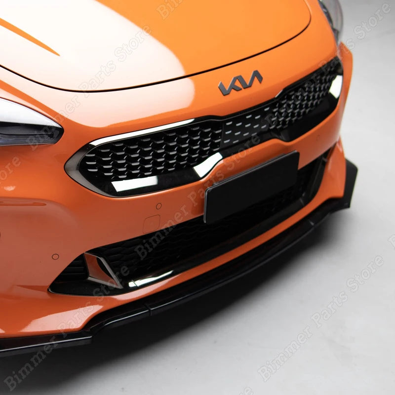 Gloss Black Carbon Look Car Front Bumper Lip Splitter For Kia Stinger GT 2018-2023