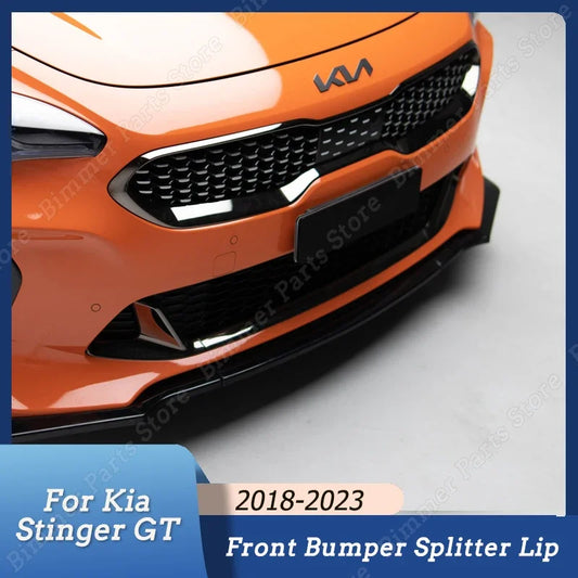 Gloss Black Carbon Look Car Front Bumper Lip Splitter For Kia Stinger GT 2018-2023
