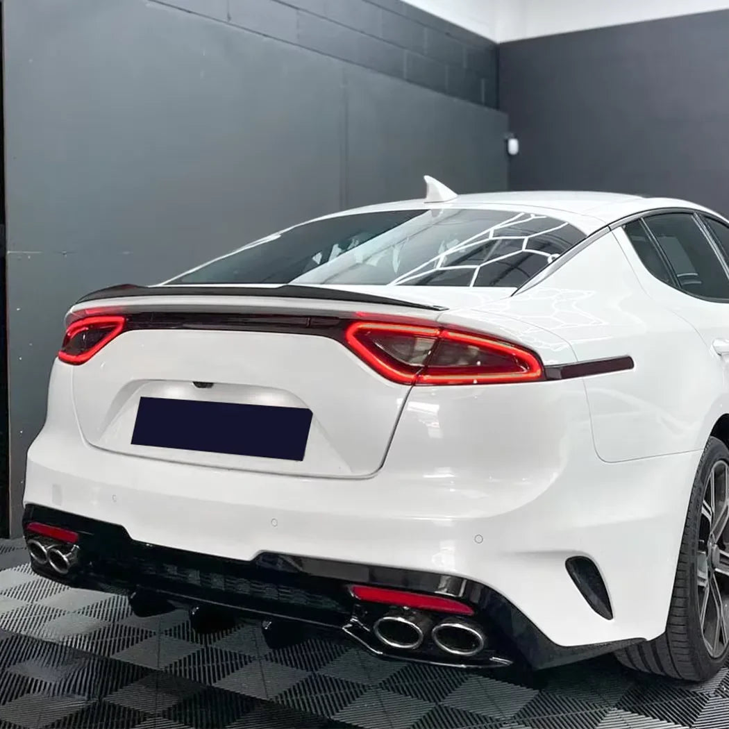 Lip Spoiler Carbon Fiber Look / Gloss Black For KIA Stinger 2017-2023