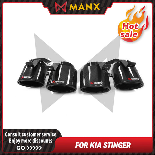 Car Accessories Exhaust Tips For Kia stinger 3.3T Carbon Fiber Four Exits Tail Pipe AK LOGO🚗