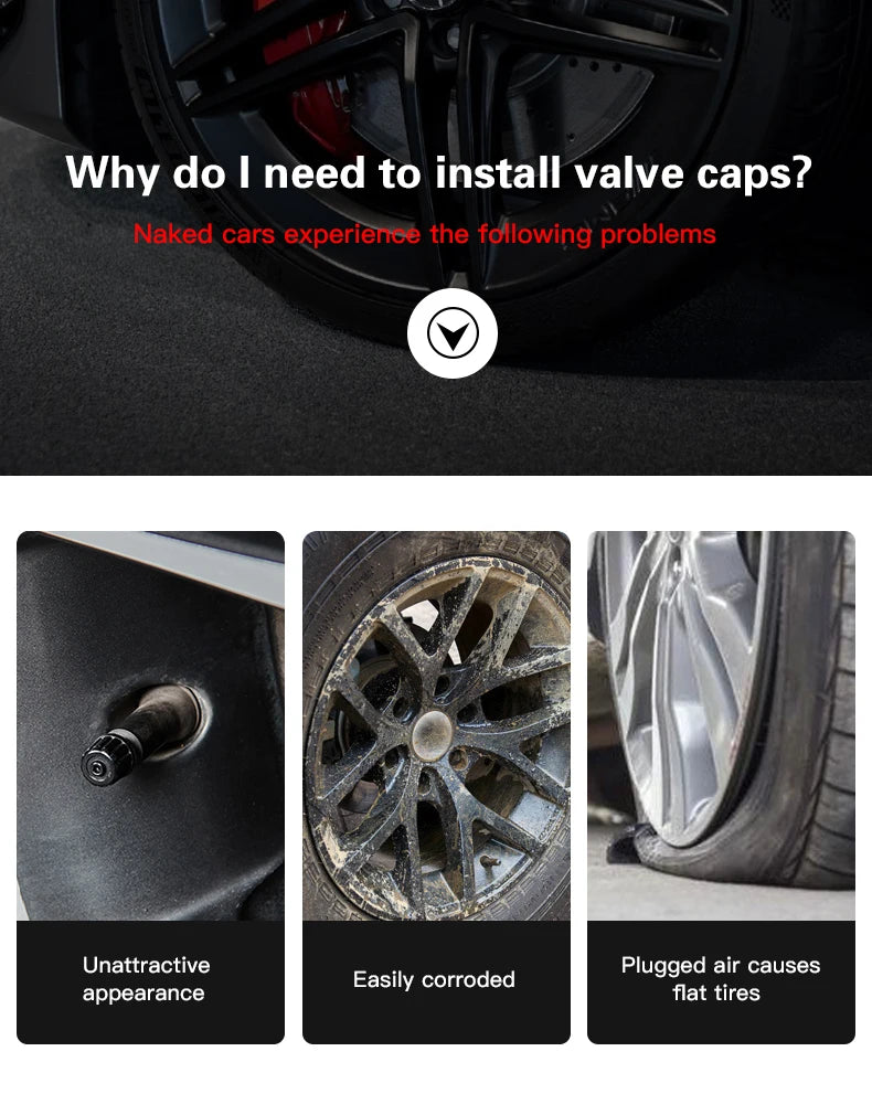 4Pcs Wheel Valve Caps